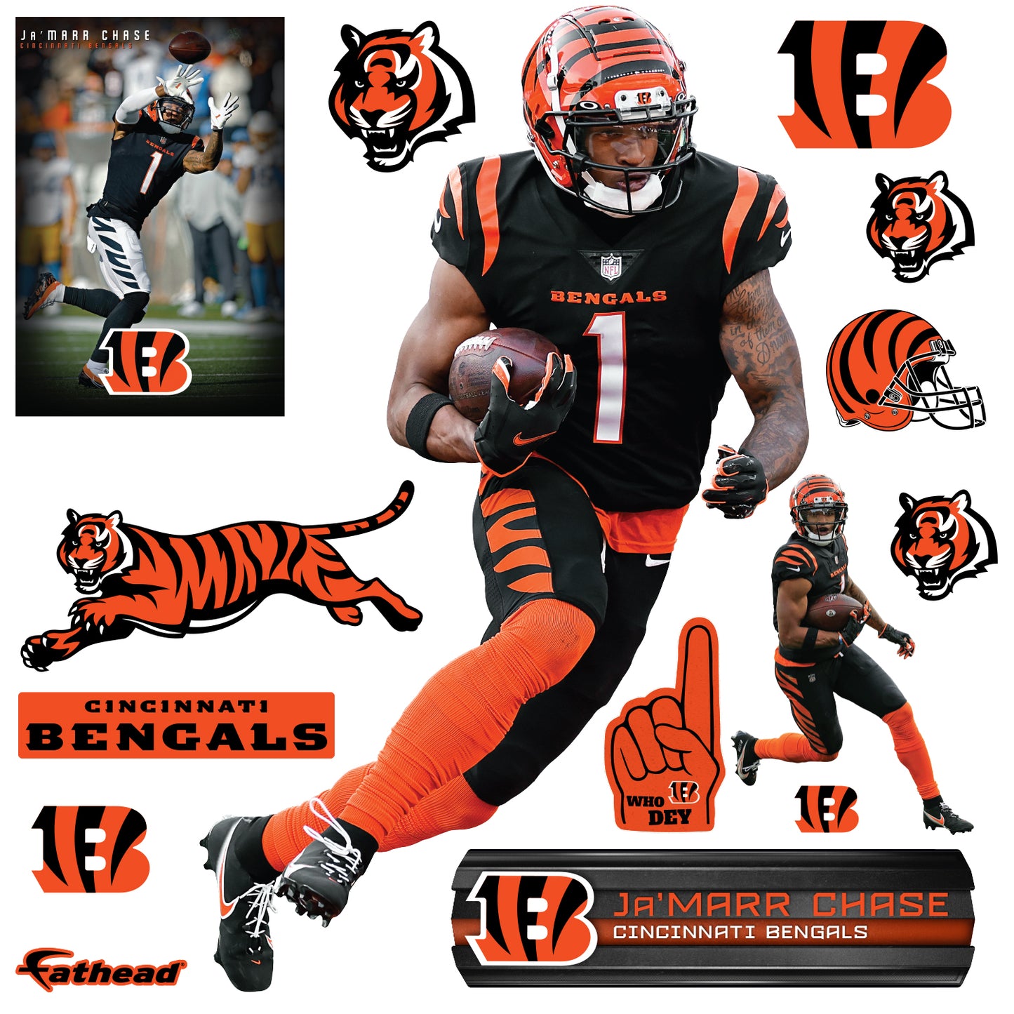 Ja'Marr Chase - RealBig Collection - Official NFL - Cincinnati Bengals - Reusable Vinyl Wall Decals #2