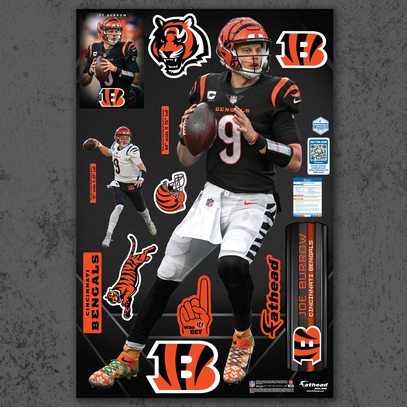 Joe Burrow - Pocket Precision - Official NFL - Reusable Vinyl Wall