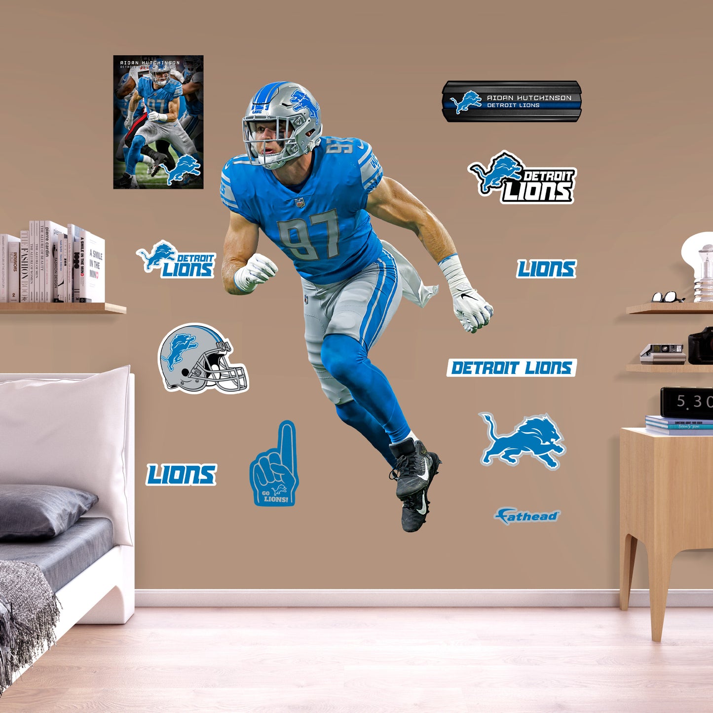 Detroit Lions: Aidan Hutchinson         - Officially Licensed NFL Removable     Adhesive Decal