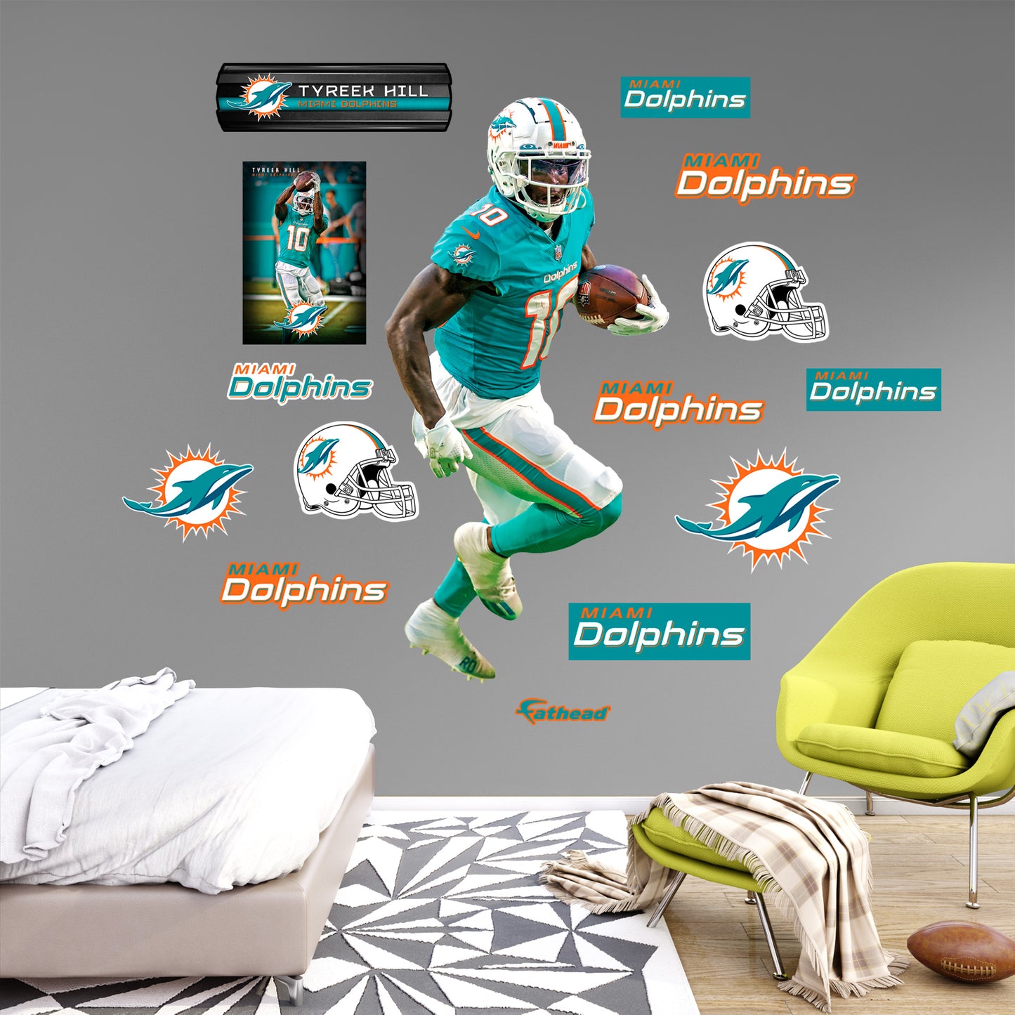 Tyreek Hill - RealBig Collection - Official NFL - Miami Dolphins - Reusable Vinyl Wall Decals #1