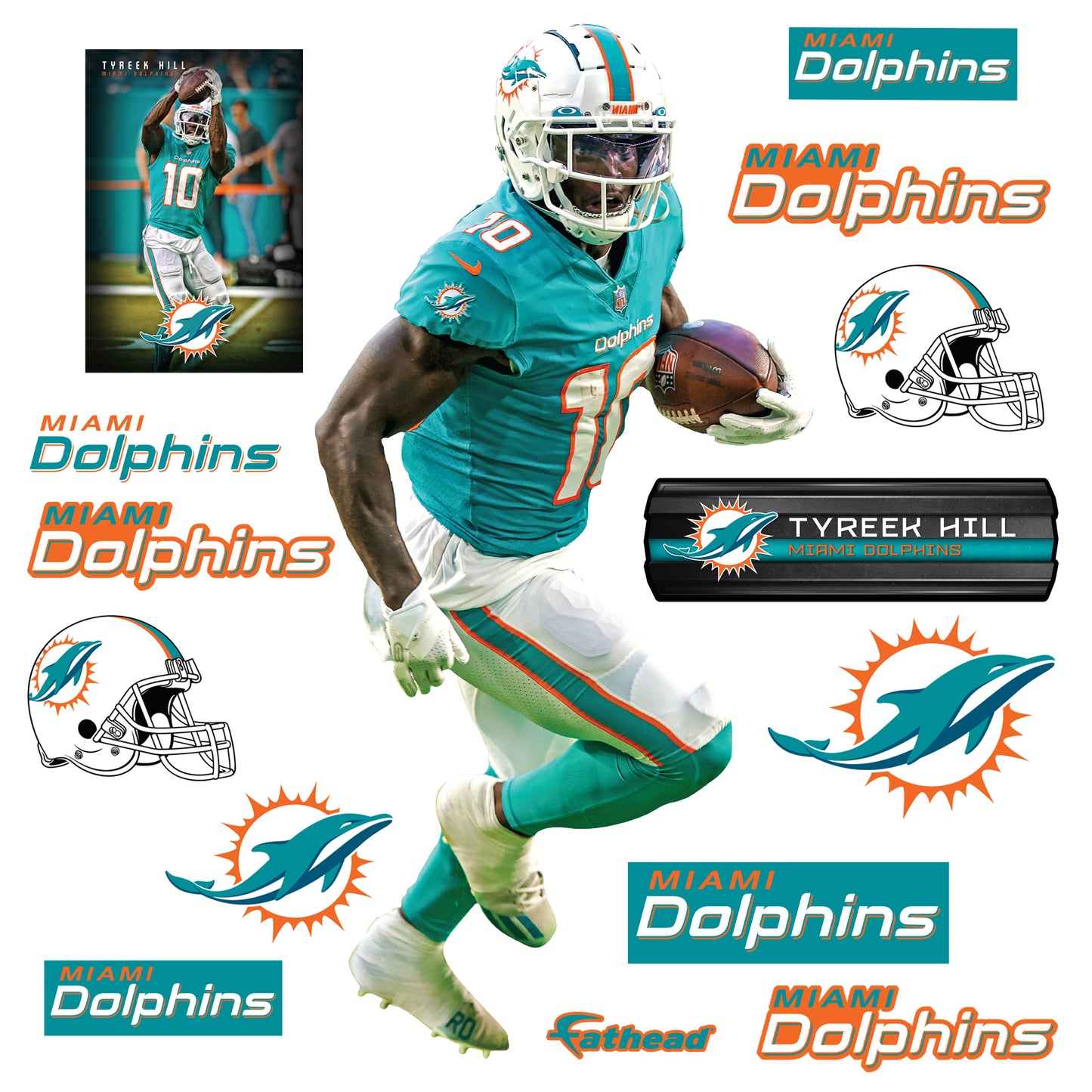 Tyreek Hill - RealBig Collection - Official NFL - Miami Dolphins - Reusable Vinyl Wall Decals #1