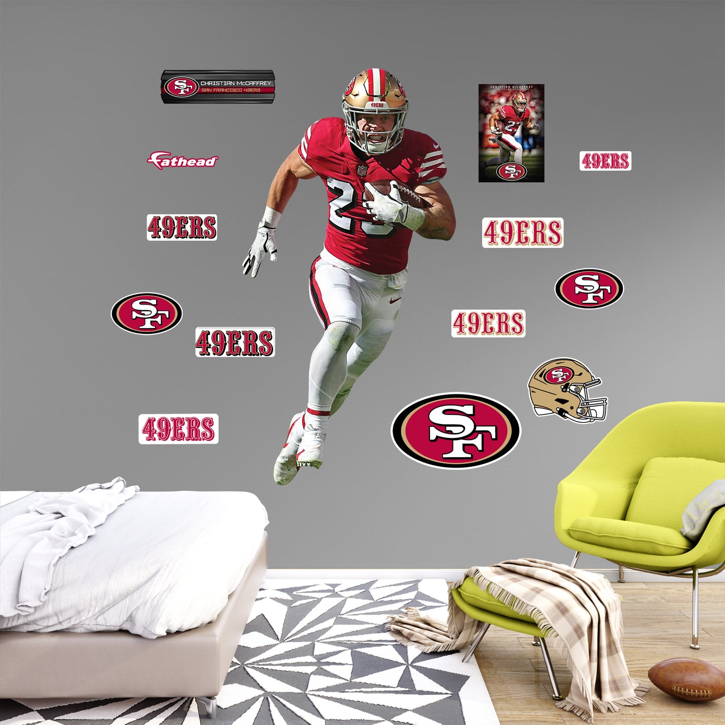 Christian McCaffrey - RealBig Collection - Official NFL - San Francisco 49ers - Reusable Vinyl Wall Decals #1