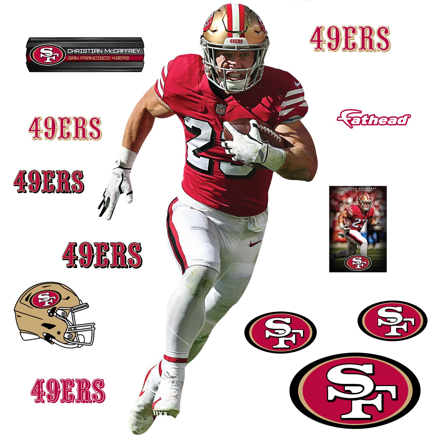 Christian McCaffrey - RealBig Collection - Official NFL - San Francisco 49ers - Reusable Vinyl Wall Decals #1