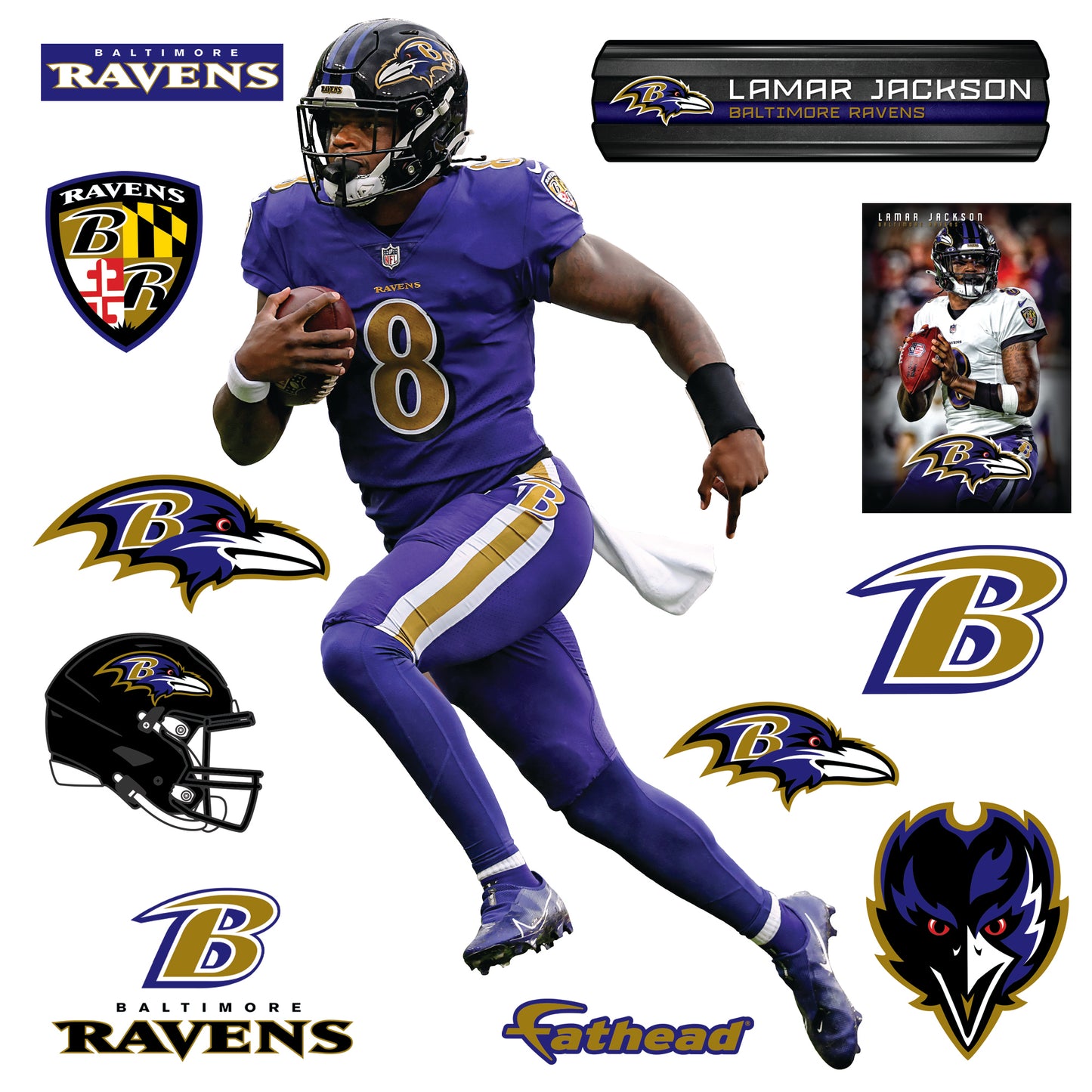 Baltimore Ravens: Lamar Jackson - Officially Licensed NFL Removable Adhesive Decal