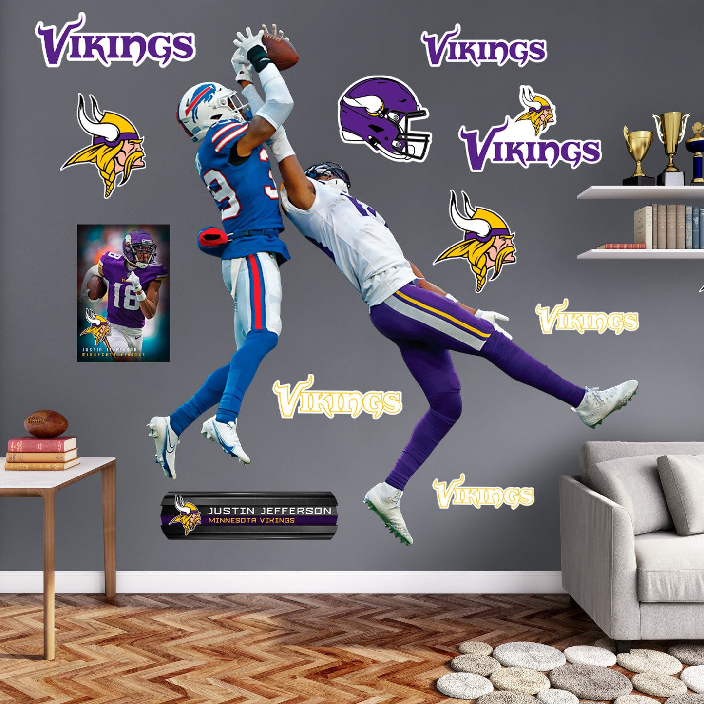 Justin Jefferson - RealBig 2022 Catch of the Year Collection - Official NFL - Minnesota Vikings - Reusable Vinyl Wall Decals