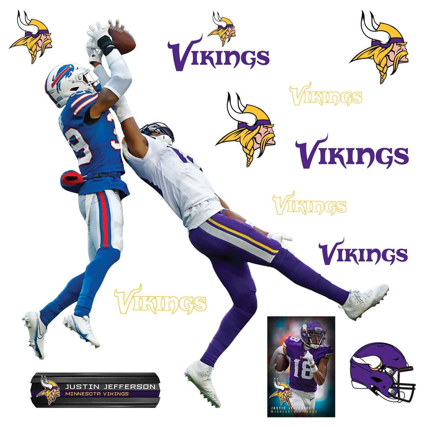 Justin Jefferson - RealBig 2022 Catch of the Year Collection - Official NFL - Minnesota Vikings - Reusable Vinyl Wall Decals