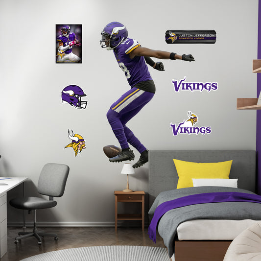 Justin Jefferson - RealBig Griddy Collection - Official NFL - Minnesota Vikings - Reusable Vinyl Wall Decals