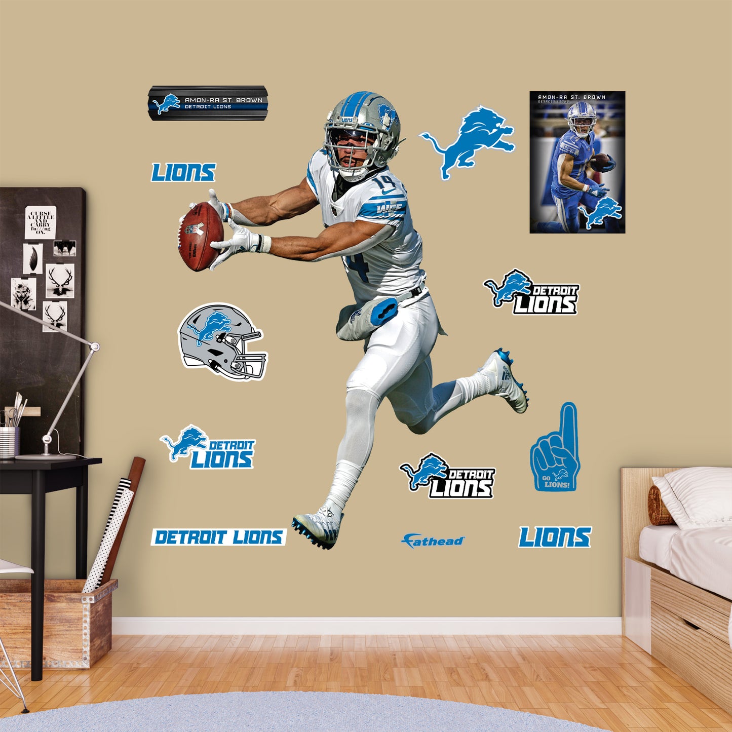 Amon-Ra St. Brown Catch - RealBig Collection - Official NFL - Detroit Lions - Reusable Vinyl Wall Decals