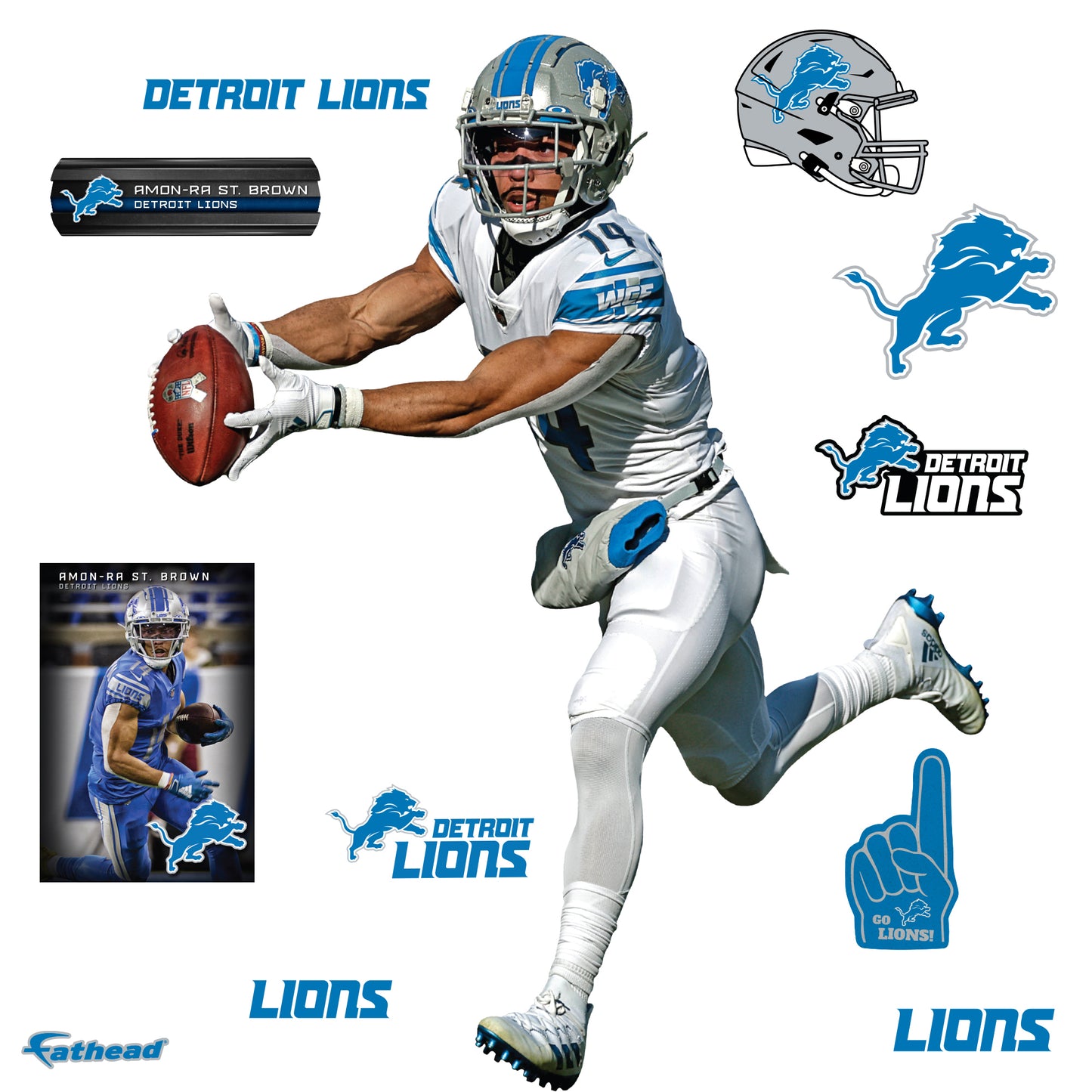 Amon-Ra St. Brown Catch - RealBig Collection - Official NFL - Detroit Lions - Reusable Vinyl Wall Decals