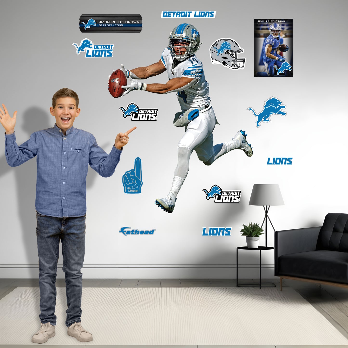 Amon-Ra St. Brown Catch - RealBig Collection - Official NFL - Detroit Lions - Reusable Vinyl Wall Decals