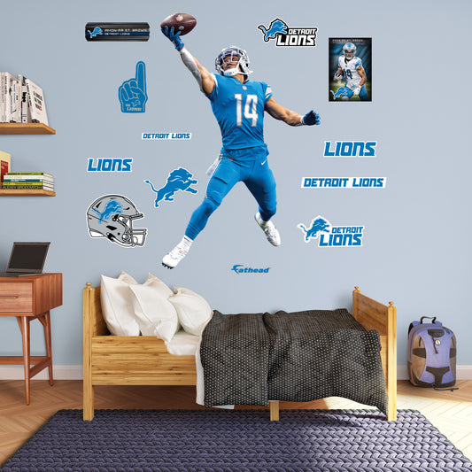 Detroit Lions: Amon-Ra St. Brown One-Hander - Officially Licensed NFL Removable Adhesive Decal