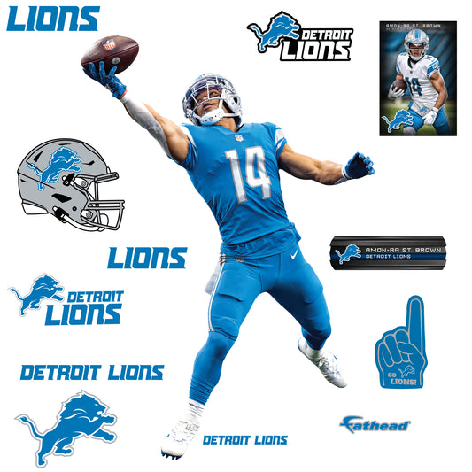 Detroit Lions: Amon-Ra St. Brown One-Hander - Officially Licensed NFL Removable Adhesive Decal