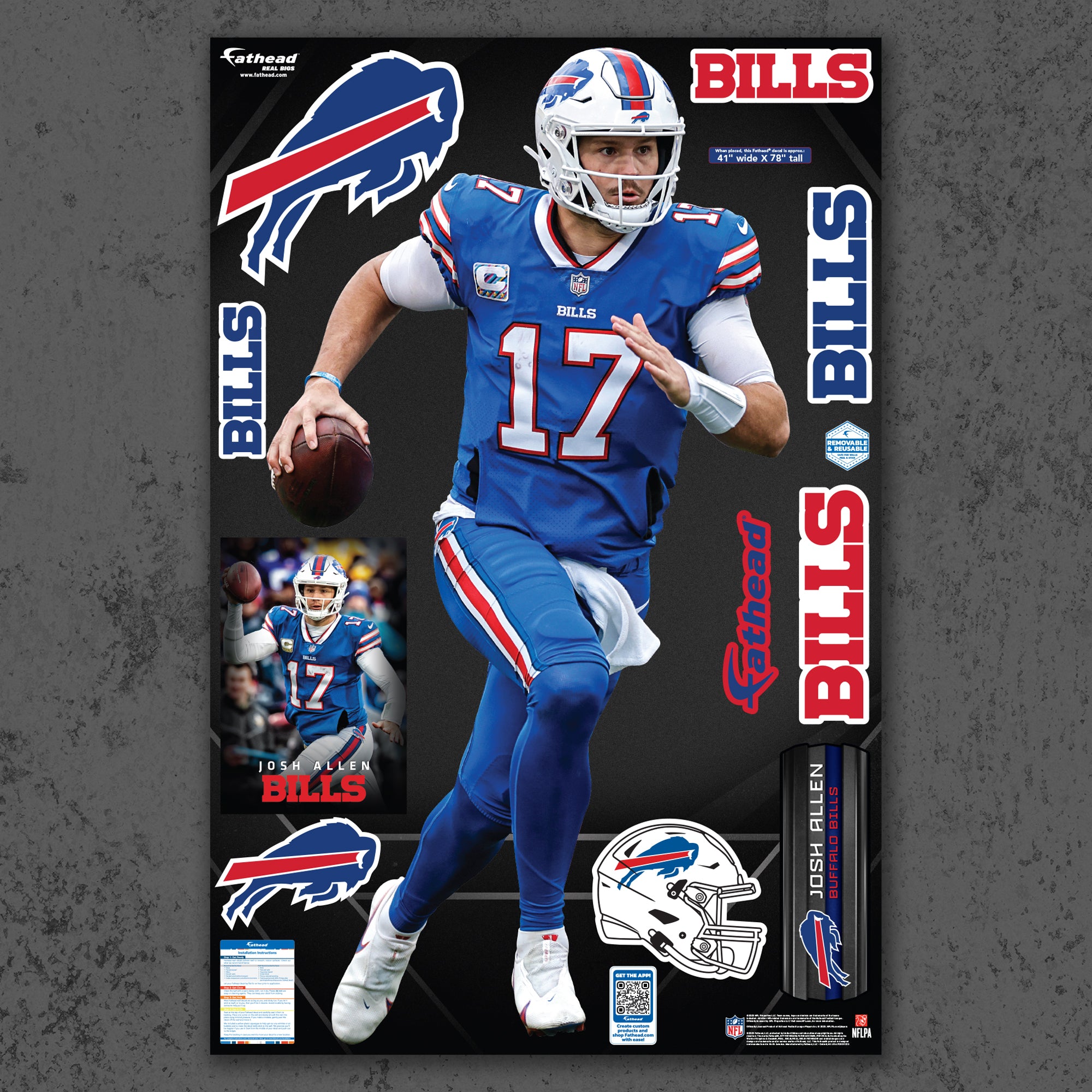 Josh Allen - Buffalo Breakout - Official NFL - Reusable Vinyl Wall ...