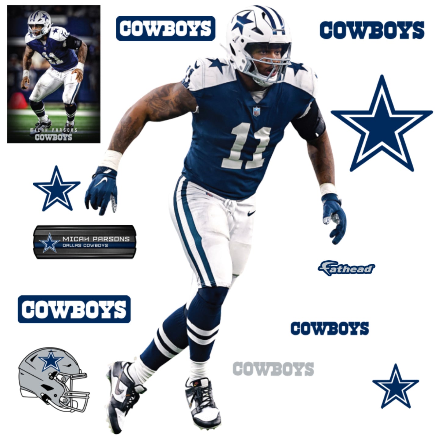 Micah Parsons - RealBig Throwback Collection - Official NFL - Dallas Cowboys - Reusable Vinyl Wall Decals