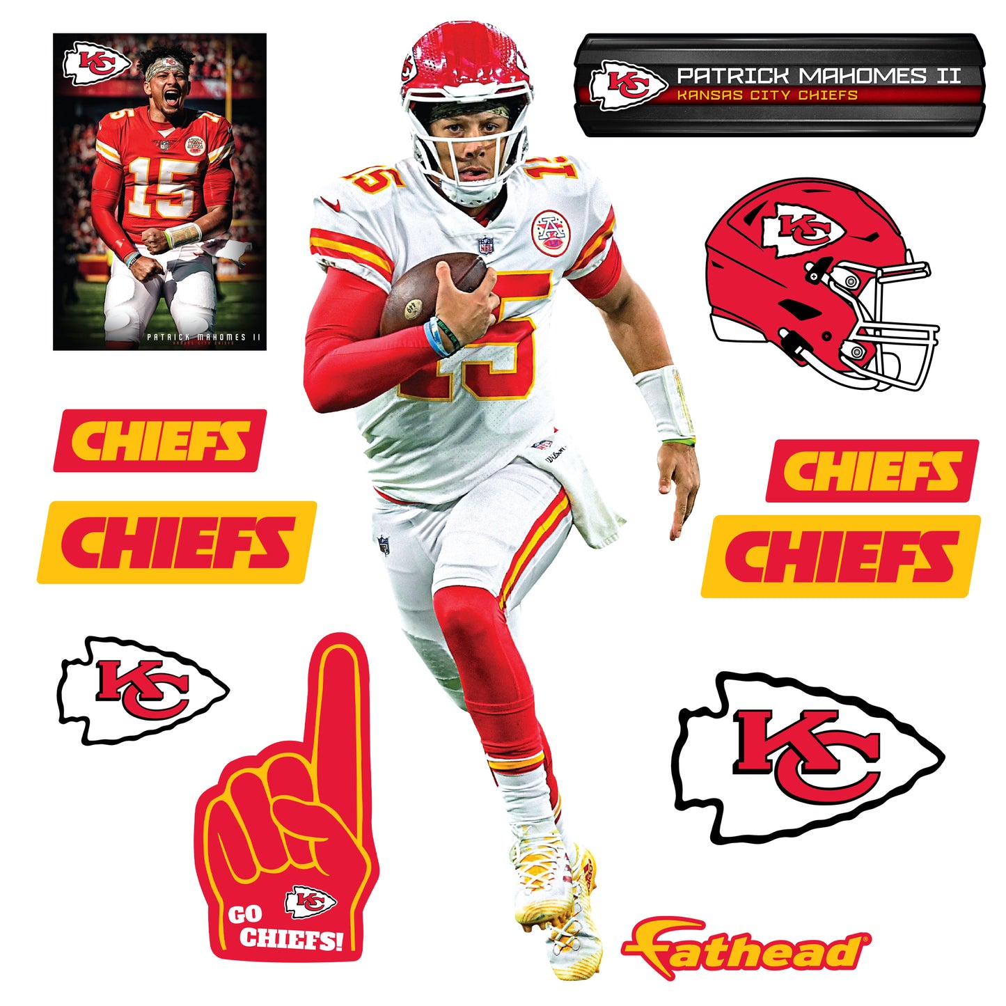 Kansas City Chiefs: Patrick Mahomes II Rush - Officially Licensed NFL Removable Adhesive Decal