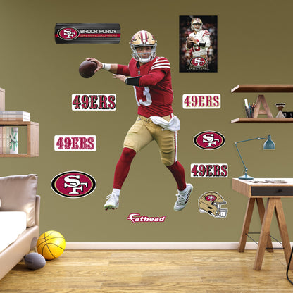 Brock Purdy - RealBig Collection - Official NFL - San Francisco 49ers - Reusable Vinyl Wall Decals