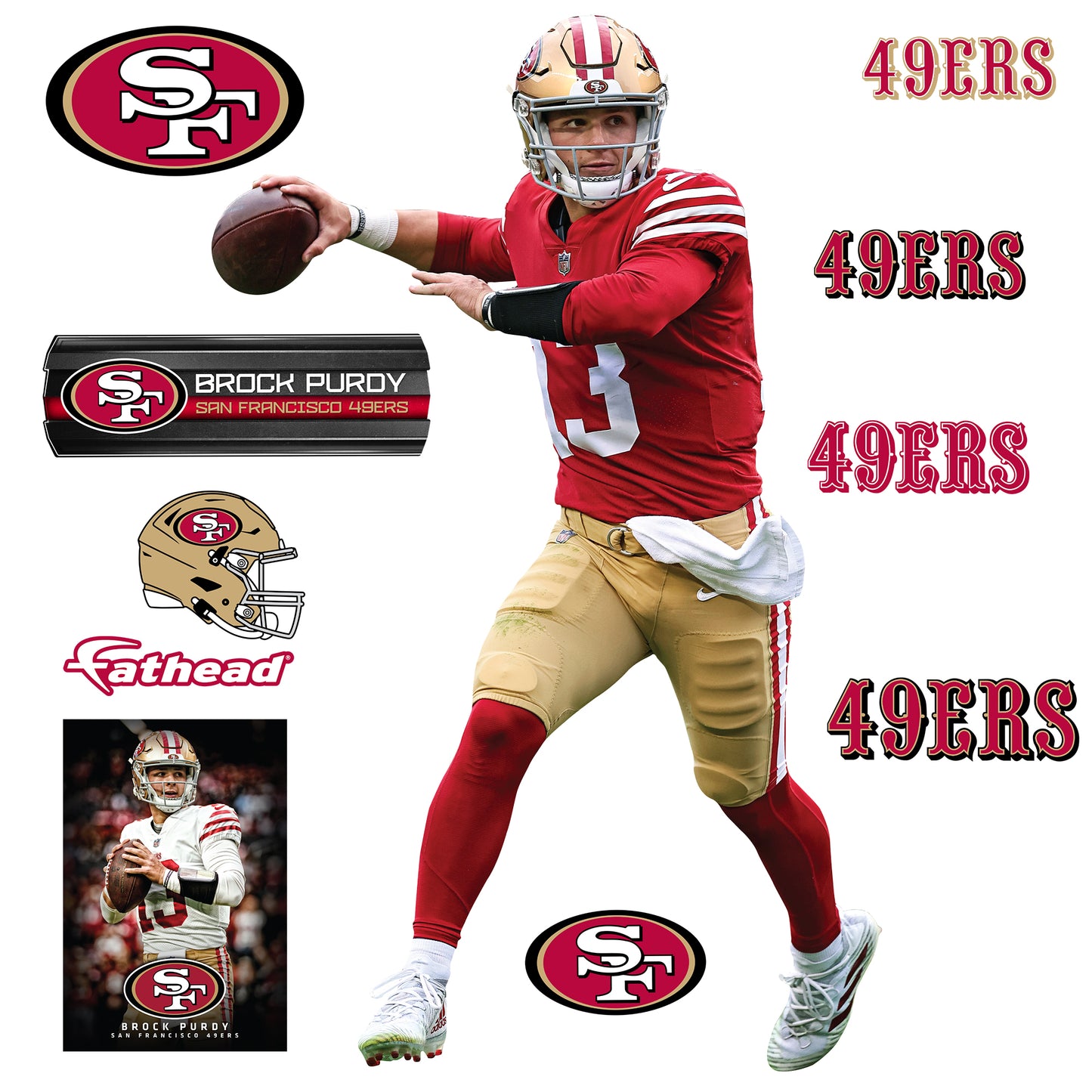 Brock Purdy - RealBig Collection - Official NFL - San Francisco 49ers - Reusable Vinyl Wall Decals