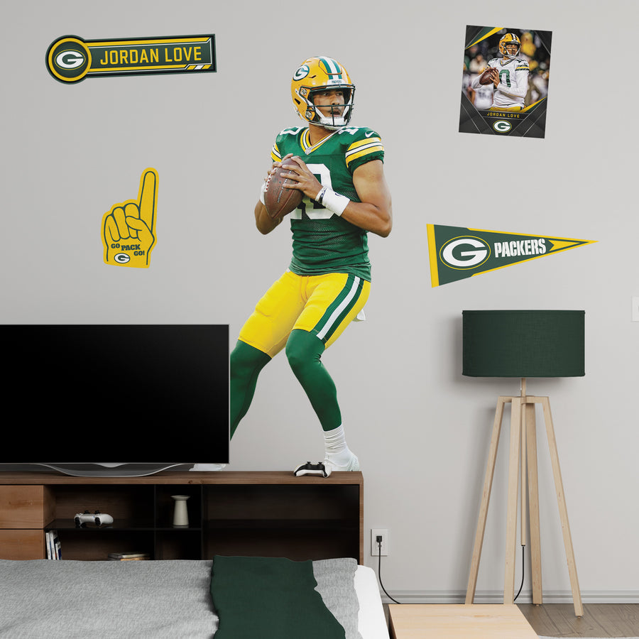Jordan Love - RealBig Lambeau Lookdown Collection - Official NFL - Green Bay Packers - Reusable Vinyl Wall Decals