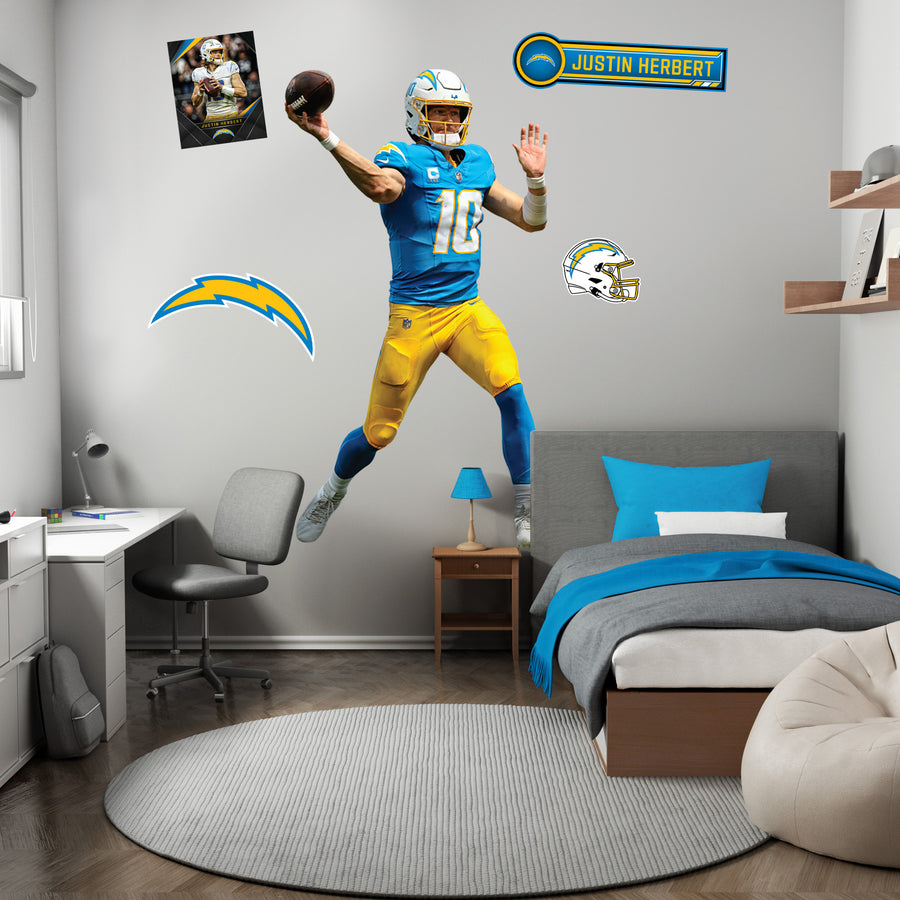 Justin Herbert - RealBig Bolt Release Collection - Official NFL - Los Angeles Chargers - Reusable Vinyl Wall Decals