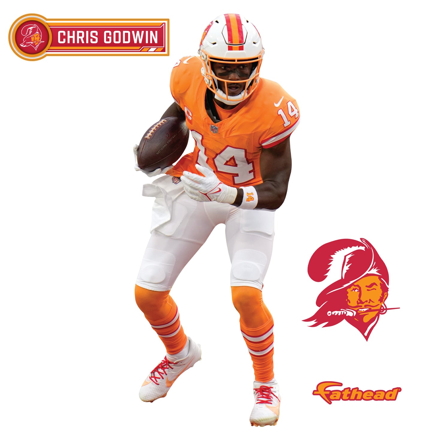 Tampa Bay Buccaneers: Chris Godwin Throwback        - Officially Licensed NFL Removable     Adhesive Decal