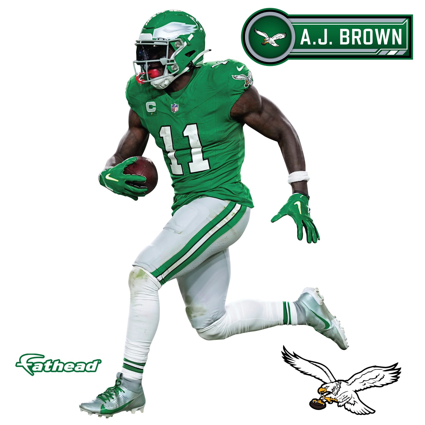 Philadelphia Eagles: A.J. Brown Throwback        - Officially Licensed NFL Removable     Adhesive Decal