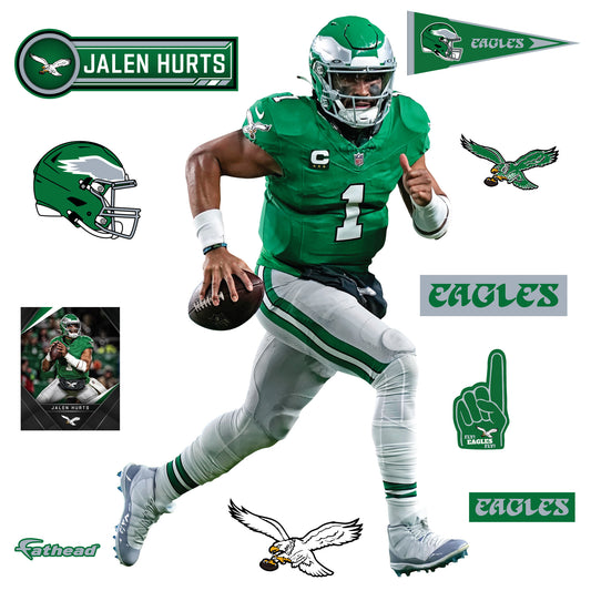 Philadelphia Eagles: Jalen Hurts Throwback        - Officially Licensed NFL Removable     Adhesive Decal