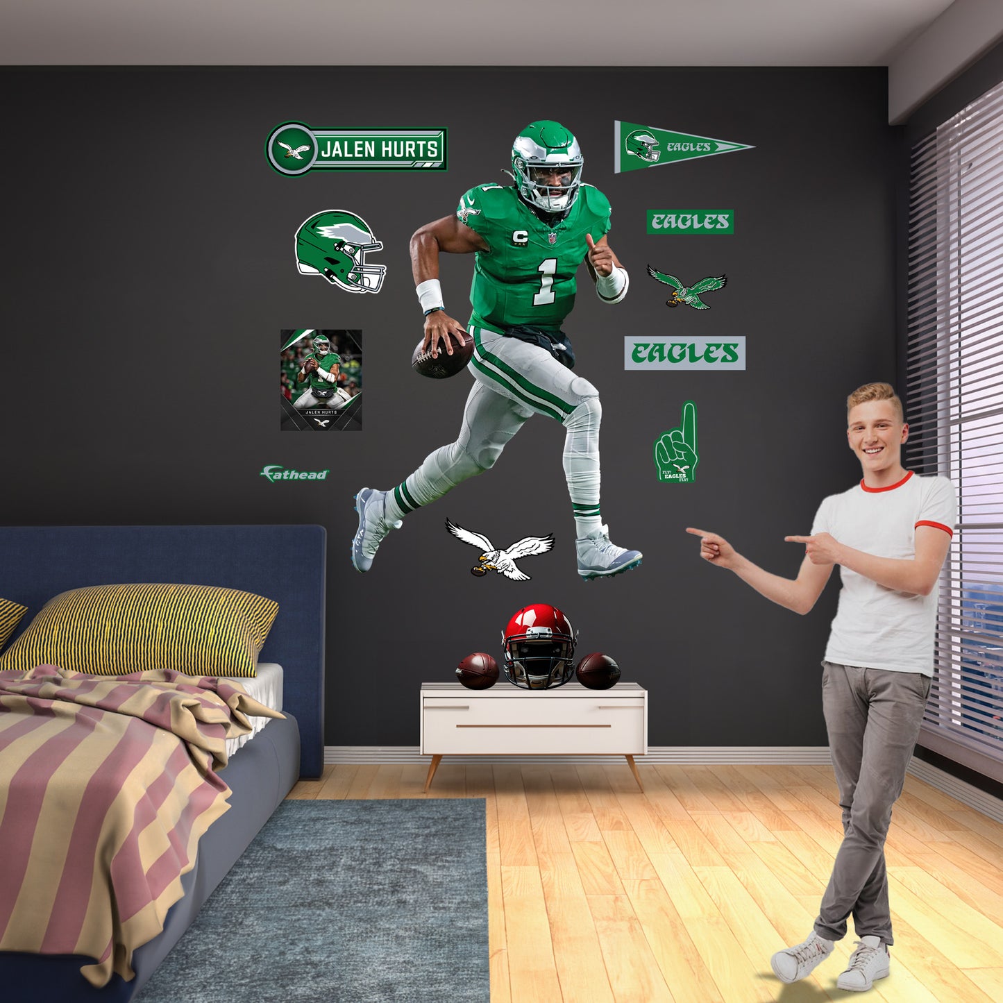 Jalen Hurts - RealBig Throwback Collection - Official NFL - Philadelphia Eagles - Reusable Vinyl Wall Decals