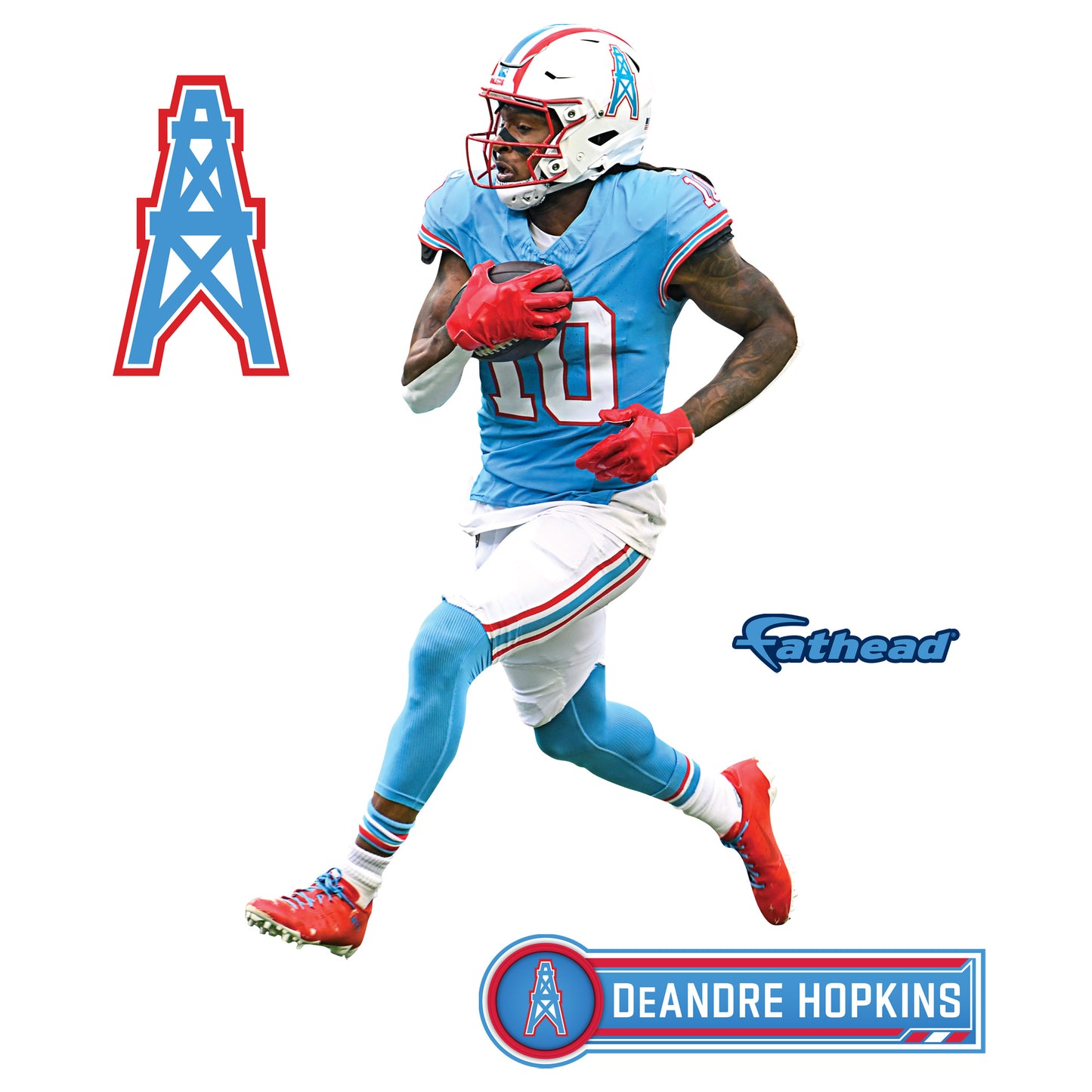 Tennessee Titans: DeAndre Hopkins Oilers Throwback        - Officially Licensed NFL Removable     Adhesive Decal