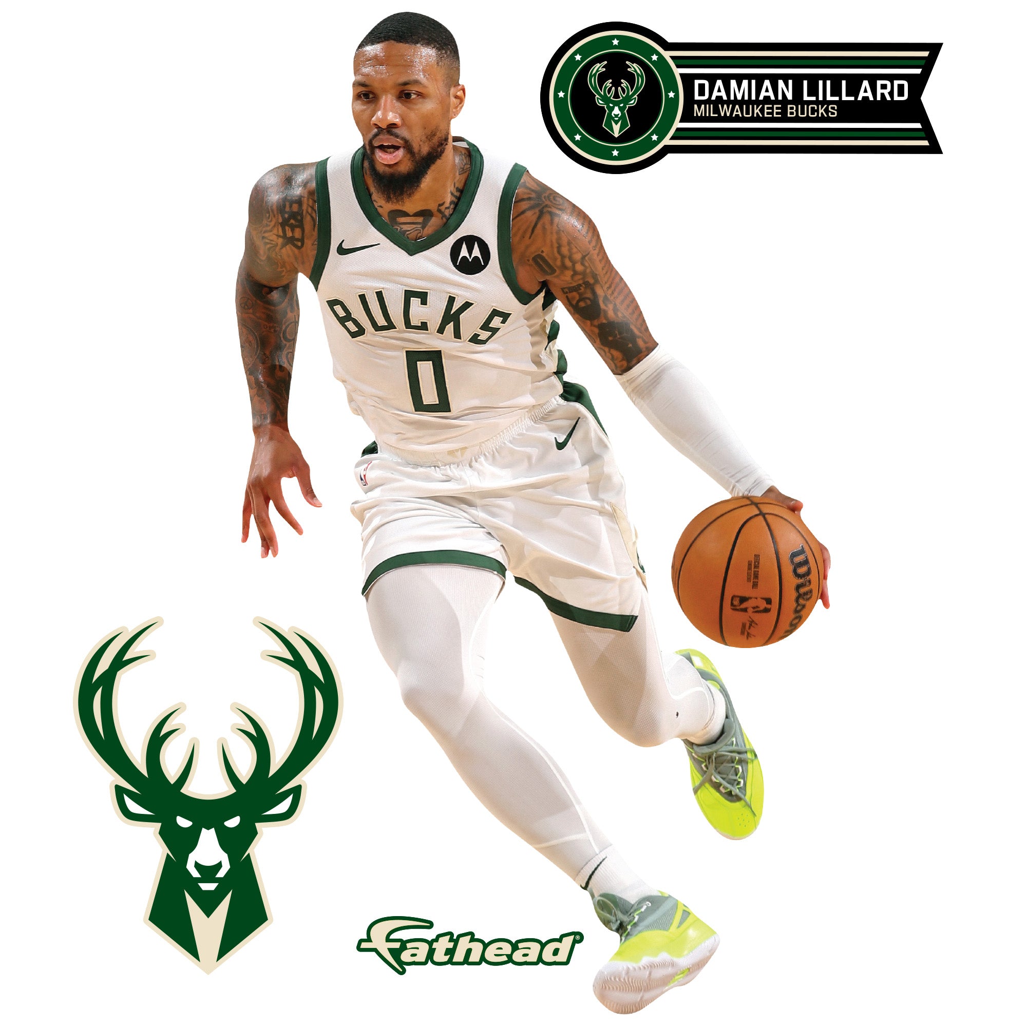 Milwaukee Bucks: Damian Lillard Association Jersey - Officially Licens –  Fathead