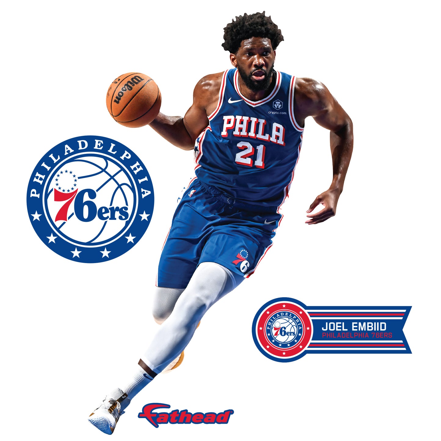Philadelphia 76ers: Joel Embiid         - Officially Licensed NBA Removable     Adhesive Decal