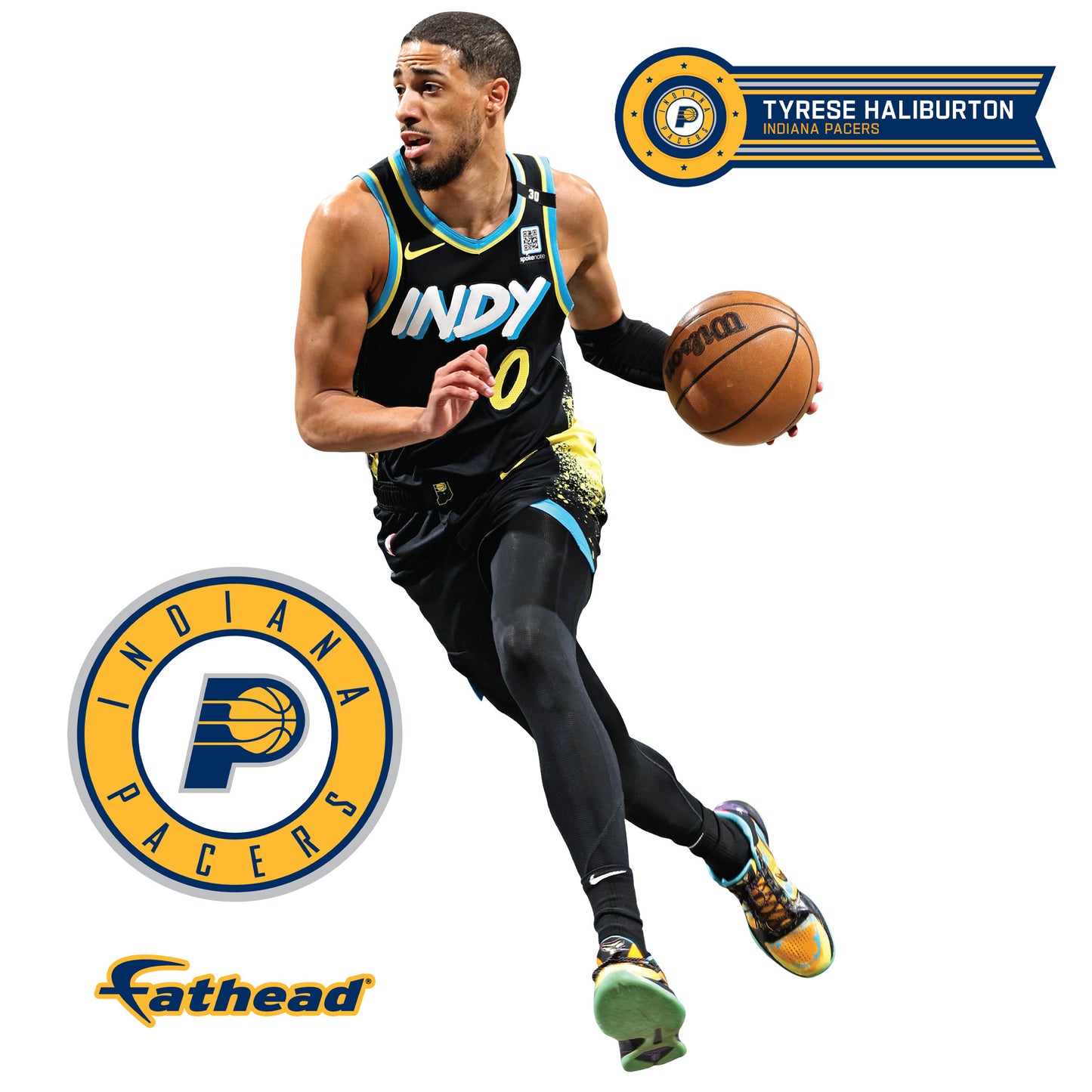 Tyrese Haliburton - RealBig City Jersey Collection - Official NBA - Indiana Pacers - Reusable Vinyl Wall Decals