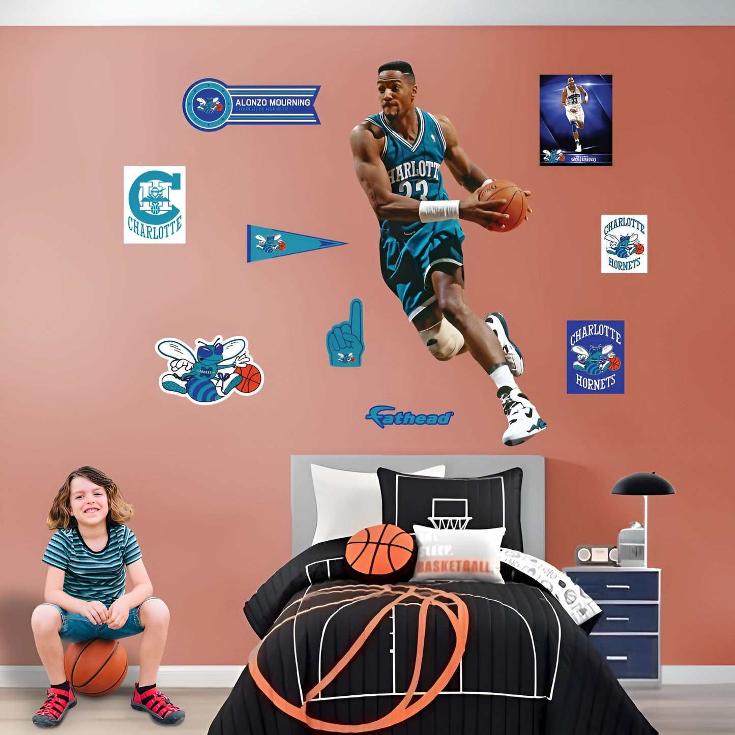 Charlotte Hornets: Alonzo Mourning Hornets Legend        - Officially Licensed NBA Removable     Adhesive Decal