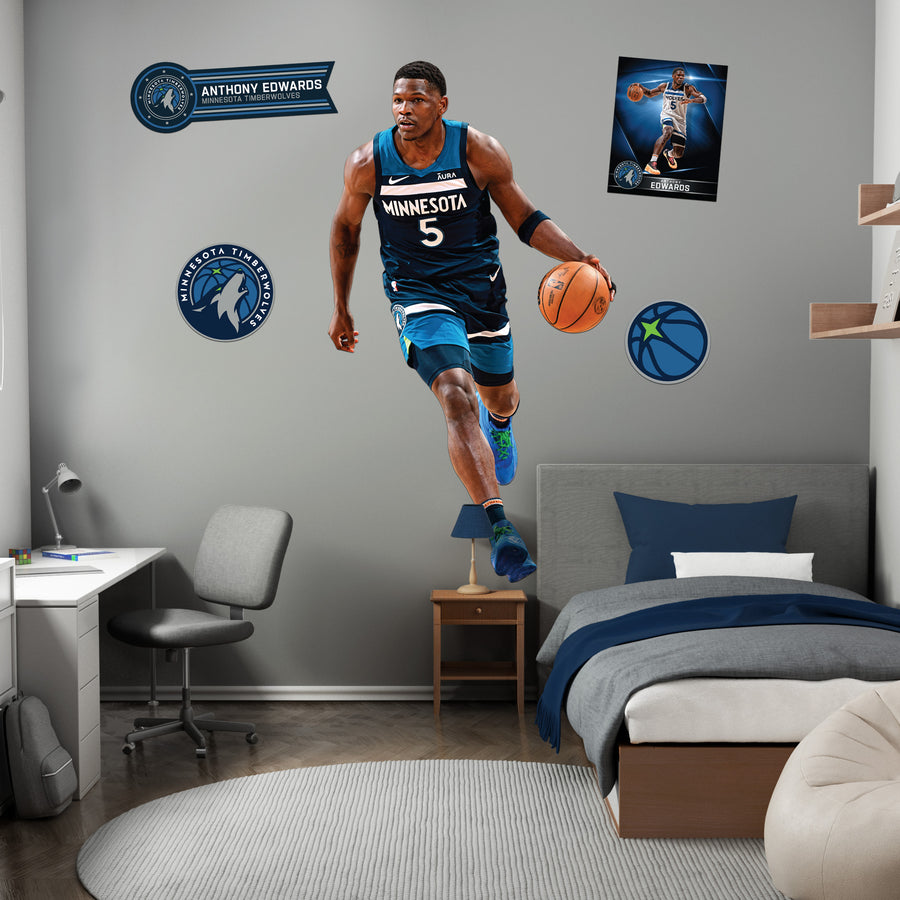 Anthony Edwards - RealBig Icon Jersey Collection - Official NBA - Minnesota Timberwolves - Reusable Vinyl Wall Decals
