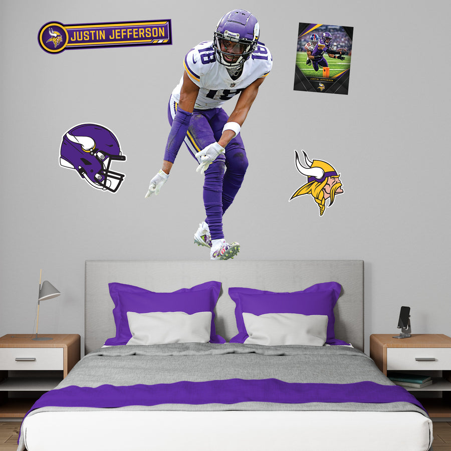 Justin Jefferson - RealBig End Zone Griddy Collection - Official NFL - Minnesota Vikings - Reusable Vinyl Wall Decals