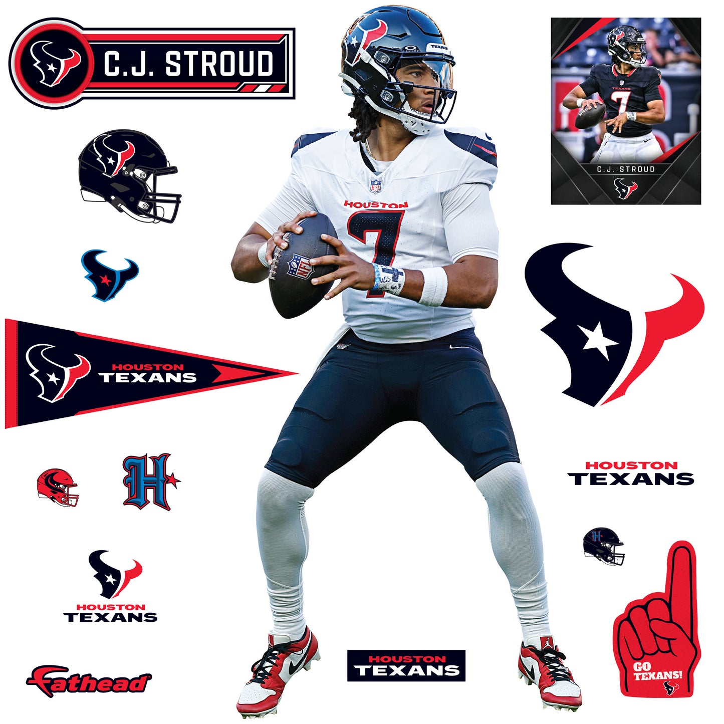 C.J. Stroud - RealBig Collection - Official NFL - Houston Texans - Reusable Vinyl Wall Decals