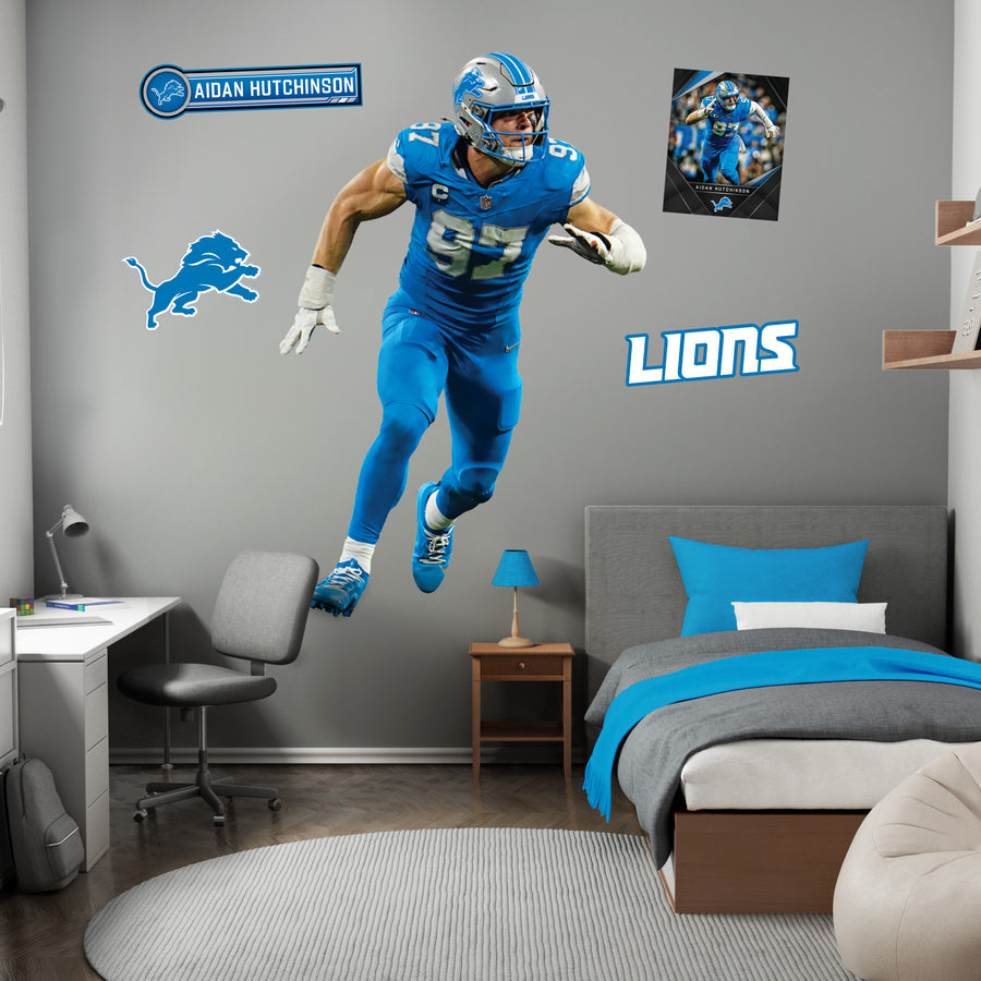 Aidan Hutchinson - RealBig Motor City Rush Collection - Official NFL - Detroit Lions - Reusable Vinyl Wall Decals