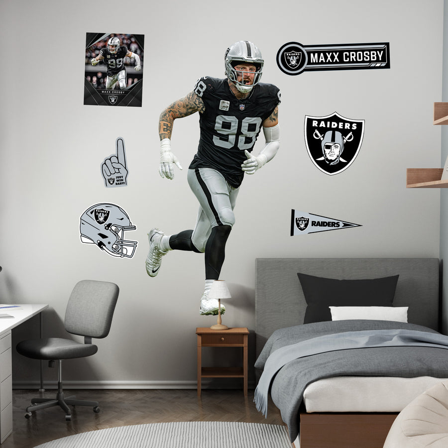 Maxx Crosby - RealBig Silver & Black Surge Collection - Official NFL - Las Vegas Raiders - Reusable Vinyl Wall Decals