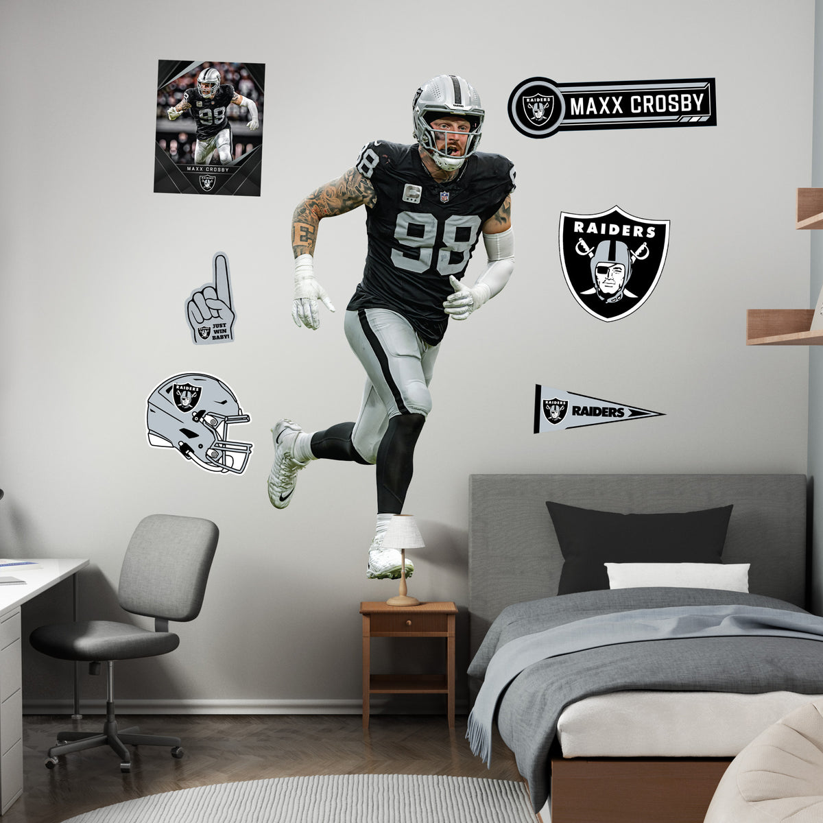 Maxx Crosby - Silver & Black Surge - Official NFL - Reusable Vinyl Wall ...