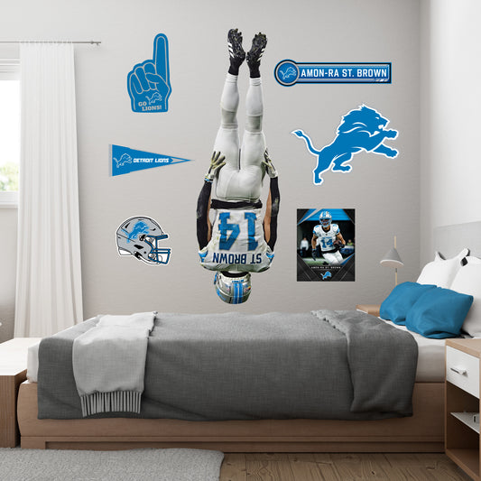Amon-Ra St. Brown - RealBig Headstand Collection - Official NFL - Detroit Lions - Reusable Vinyl Wall Decals
