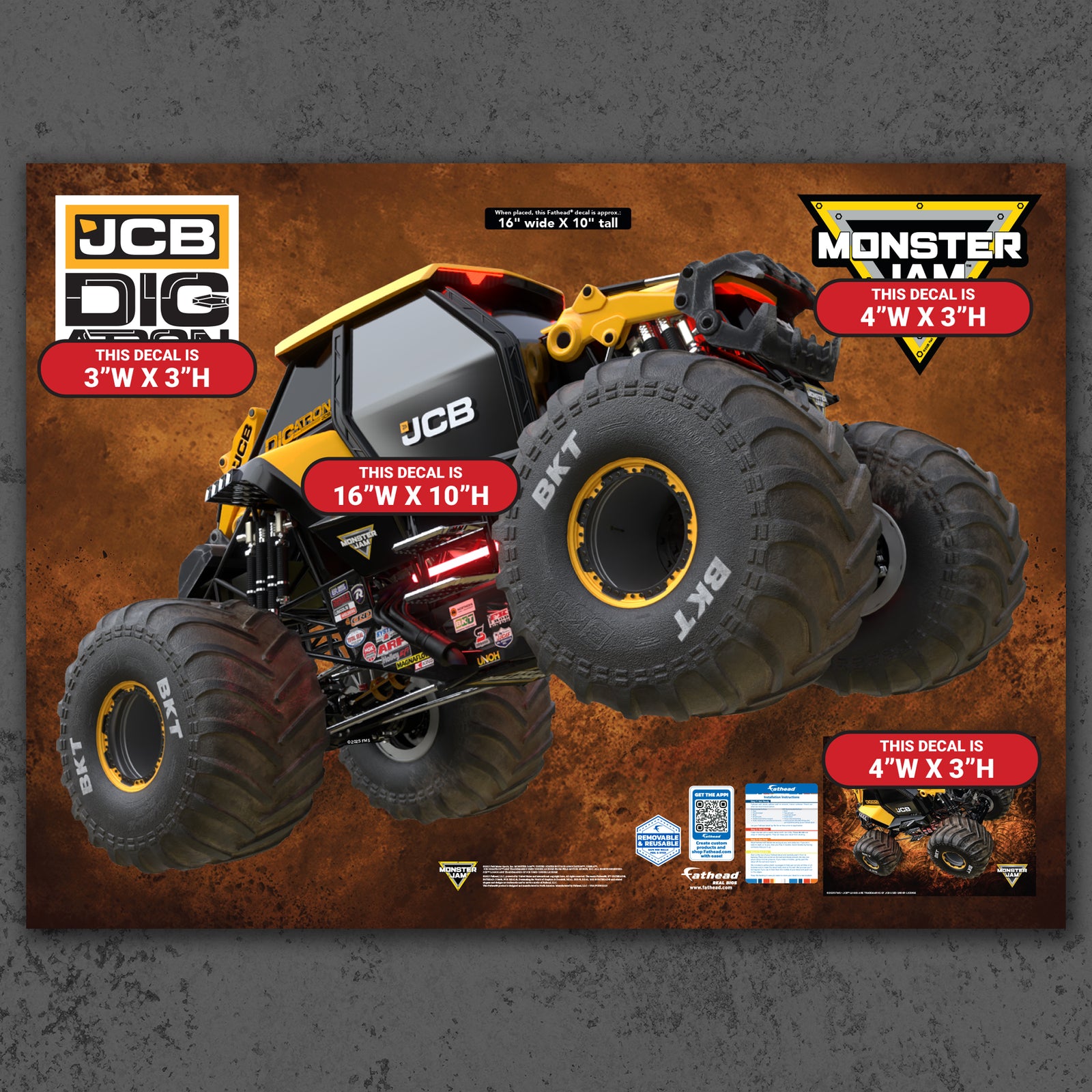 DIGatron - RealBig Collection - Official Monster Jam - Reusable Vinyl ...