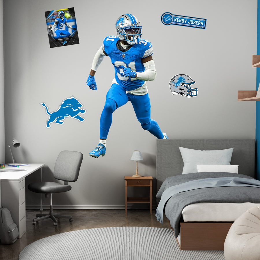 Kerby Joseph - RealBig Collection - Official NFL - Detroit Lions - Reusable Vinyl Wall Decals