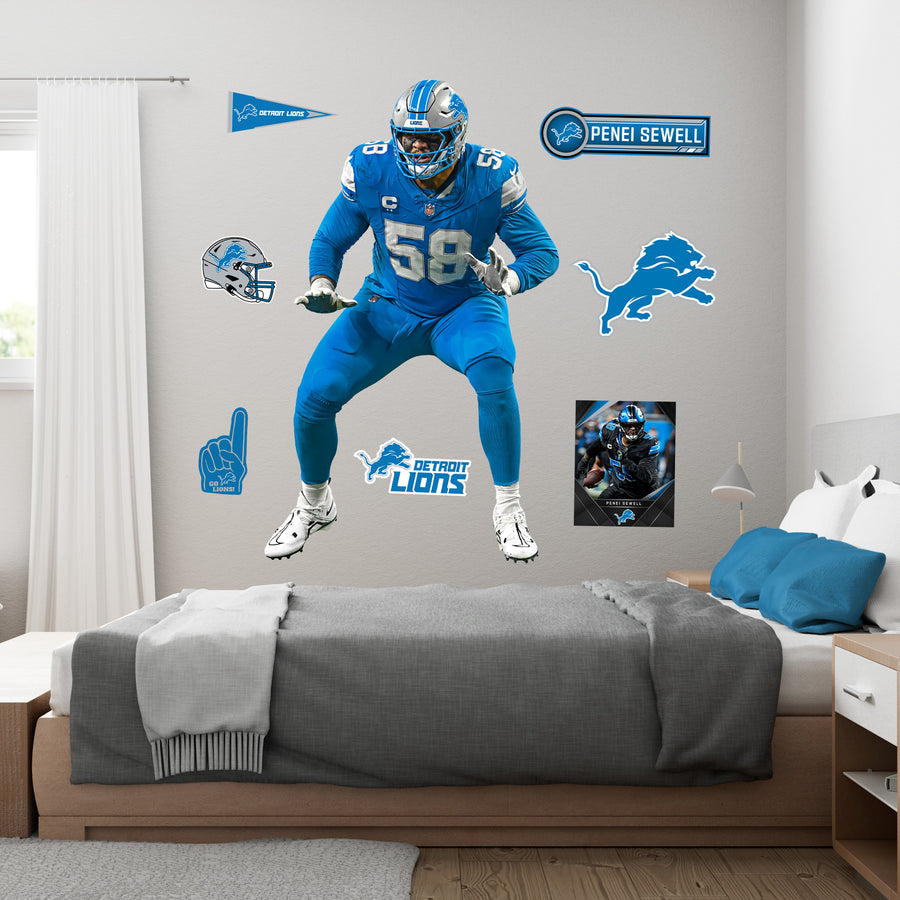 Penei Sewell - RealBig Collection - Official NFL - Detroit Lions - Reusable Vinyl Wall Decals