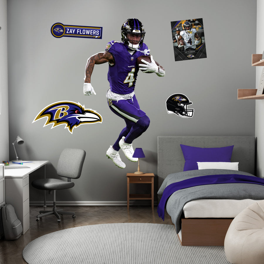 Zay Flowers - RealBig Collection - Official NFL - Baltimore Ravens - Reusable Vinyl Wall Decals