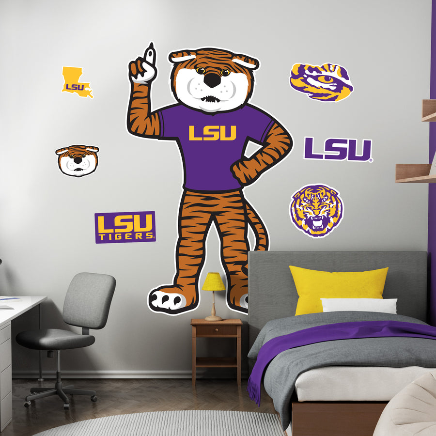 Mike the Tiger - RealBig Illustrated Mascot Collection - Official NCAA - LSU Tigers - Reusable Vinyl Wall Decals