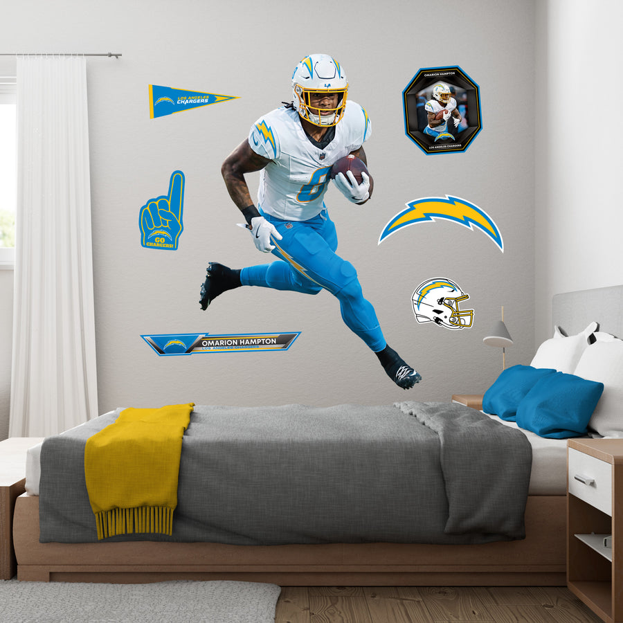 Omarion Hampton - RealBig Collection - Official NFL - Los Angeles Chargers - Reusable Vinyl Wall Decals