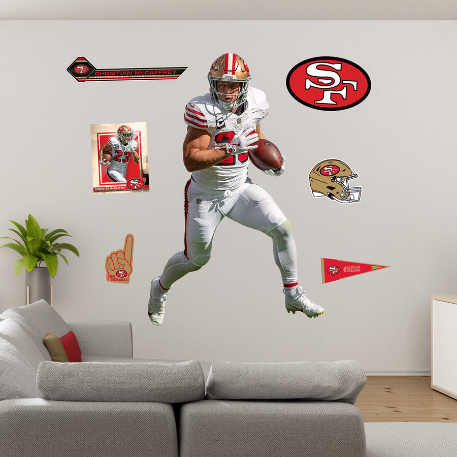 Christian McCaffrey - RealBig Throwback Collection - Official NFL - San Francisco 49ers - Reusable Vinyl Wall Decals