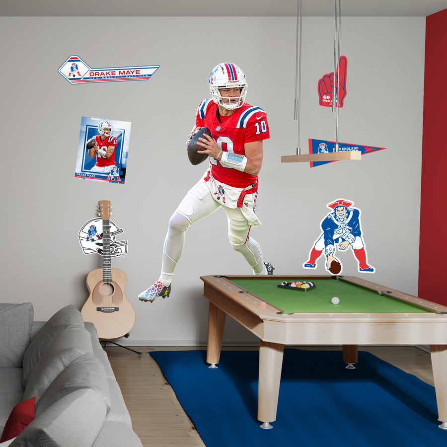 Drake Maye - RealBig Throwback Collection - Official NFL - New England Patriots - Reusable Vinyl Wall Decals