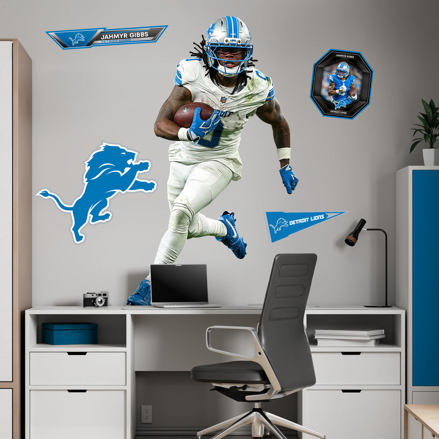 Jahmyr Gibbs - RealBig Away Collection - Official NFL - Detroit Lions - Reusable Vinyl Wall Decals