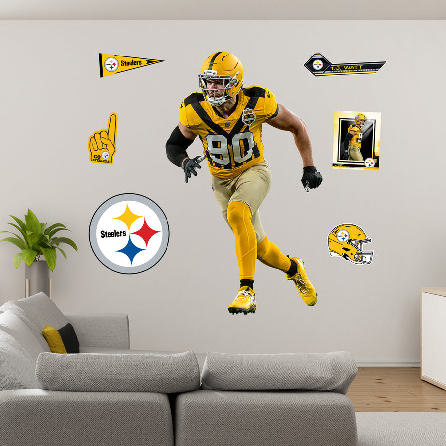 T.J. Watt - RealBig Throwback Collection - Official NFL - Pittsburgh Steelers - Reusable Vinyl Wall Decals