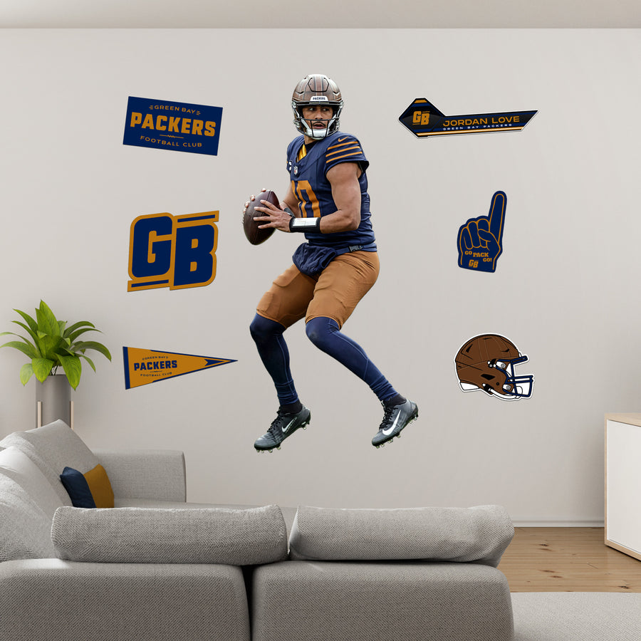 Jordan Love - RealBig Throwback Collection - Official NFL - Green Bay Packers - Reusable Vinyl Wall Decals